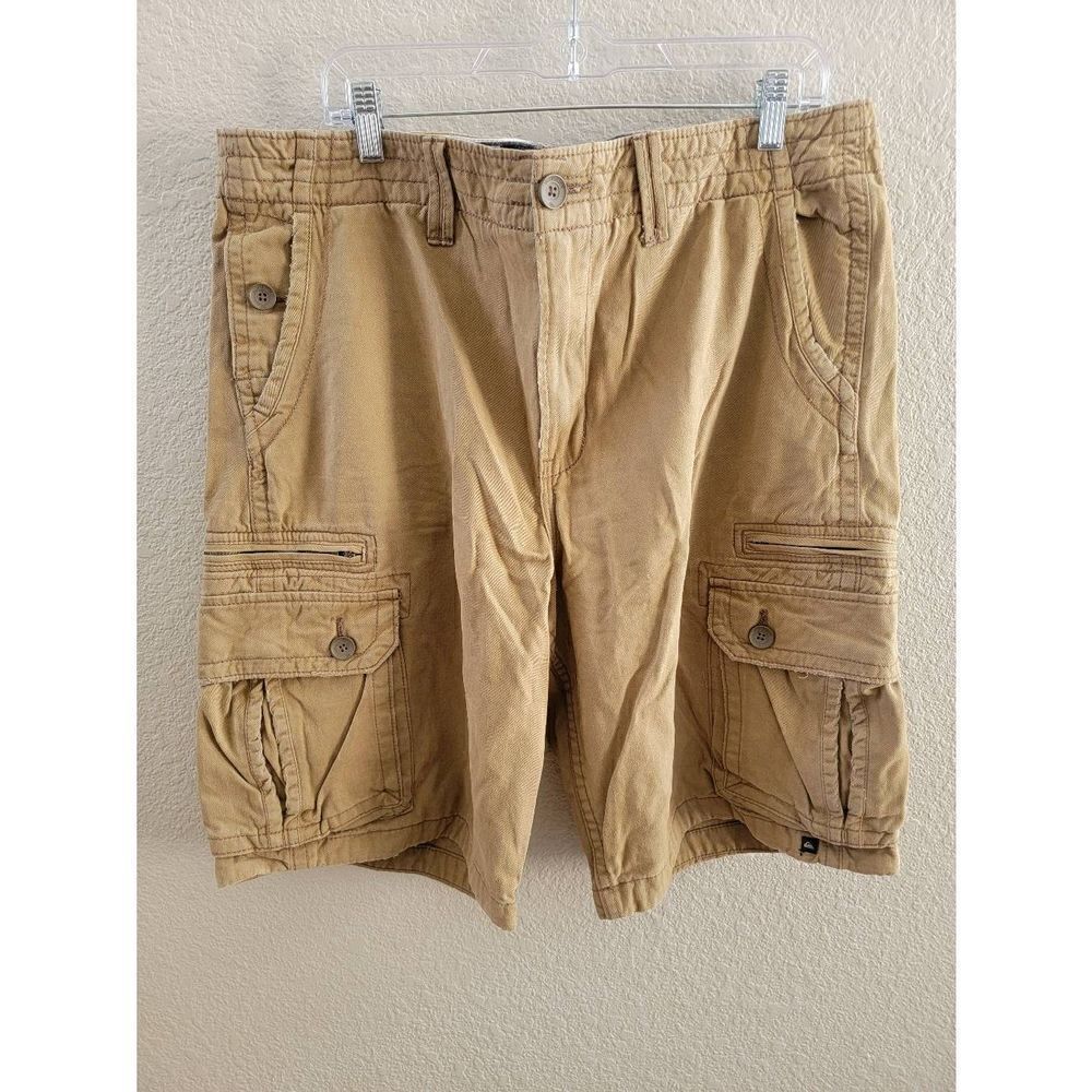 Quiksilver Mens Cargo Shorts Multiple Pockets Brown Size 38W
